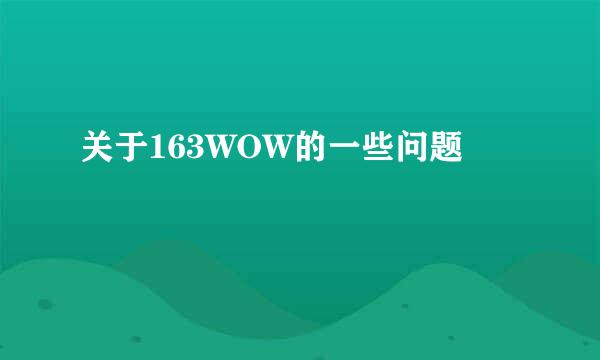 关于163WOW的一些问题