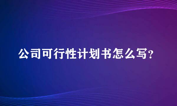 公司可行性计划书怎么写？