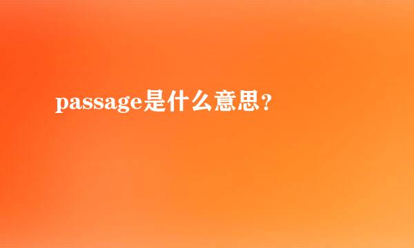 passage是什么意思？