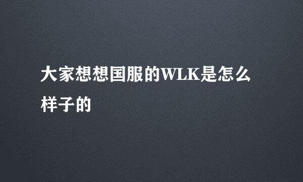 大家想想国服的WLK是怎么样子的