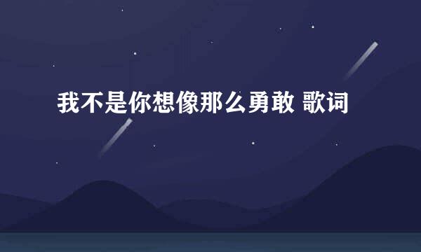 我不是你想像那么勇敢 歌词