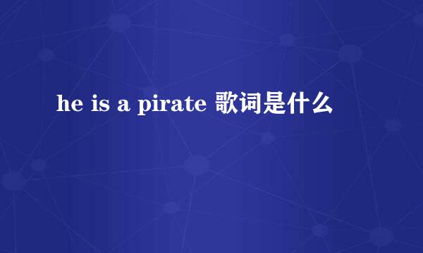 he is a pirate 歌词是什么