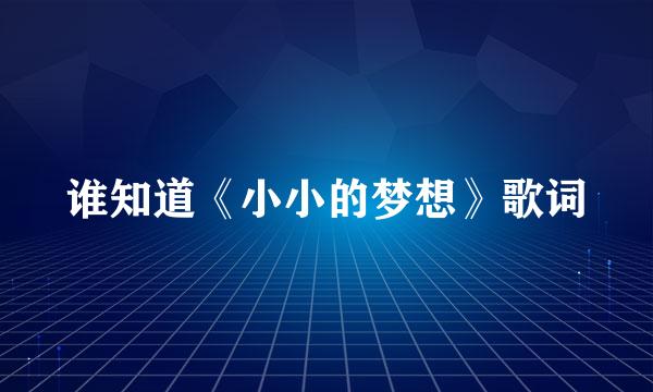 谁知道《小小的梦想》歌词