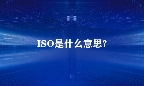 ISO是什么意思?