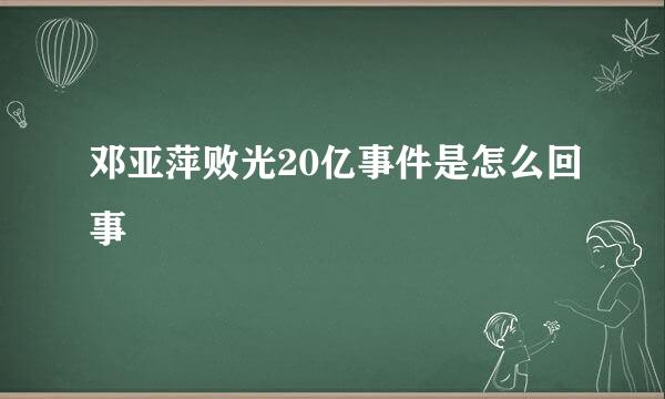 邓亚萍败光20亿事件是怎么回事