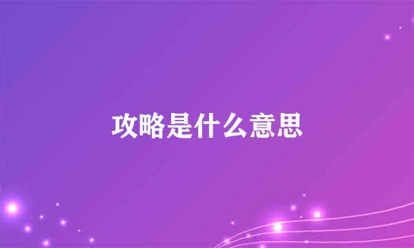 攻略是什么意思