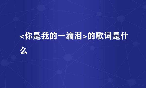 <你是我的一滴泪>的歌词是什么