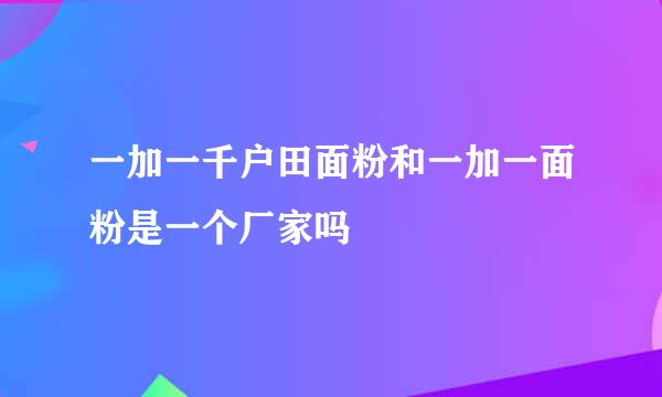 一加一千户田面粉和一加一面粉是一个厂家吗