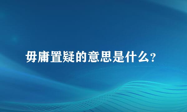 毋庸置疑的意思是什么？