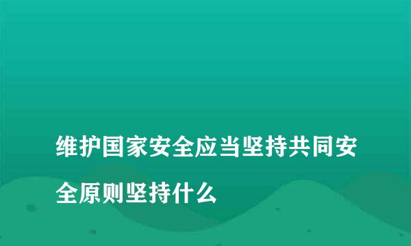 
维护国家安全应当坚持共同安全原则坚持什么
