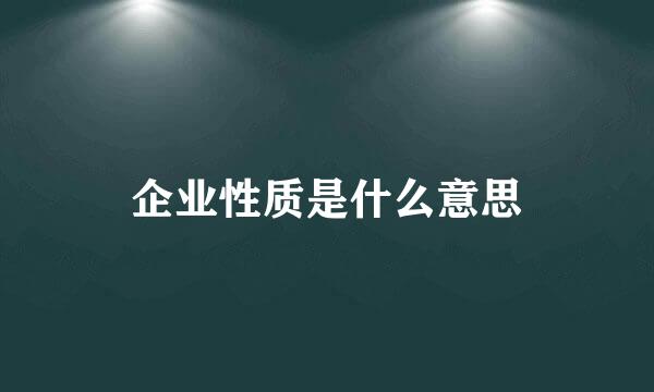 企业性质是什么意思