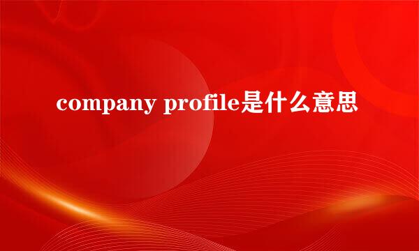 company profile是什么意思