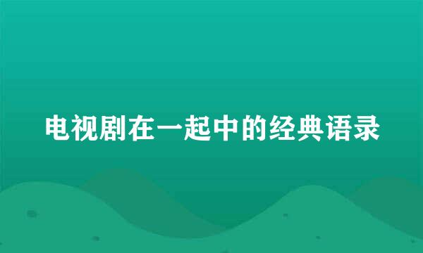 电视剧在一起中的经典语录