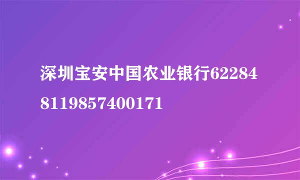 深圳宝安中国农业银行622848119857400171