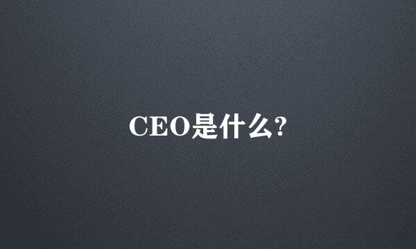 CEO是什么?