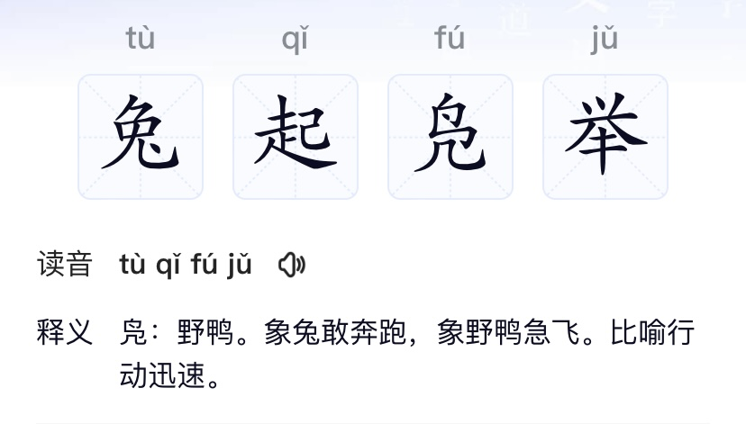 兔起凫举什么意思