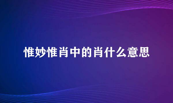 惟妙惟肖中的肖什么意思