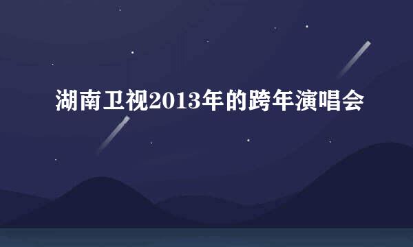 湖南卫视2013年的跨年演唱会