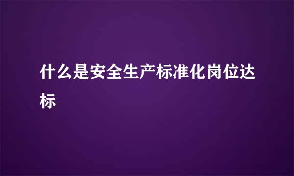 什么是安全生产标准化岗位达标