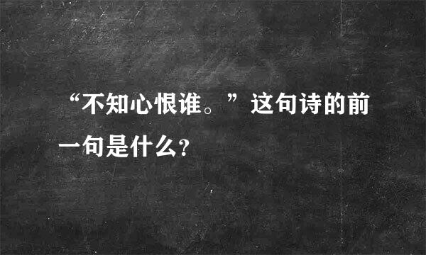 “不知心恨谁。”这句诗的前一句是什么？