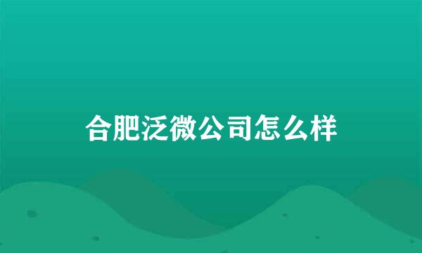 合肥泛微公司怎么样