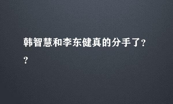 韩智慧和李东健真的分手了？？