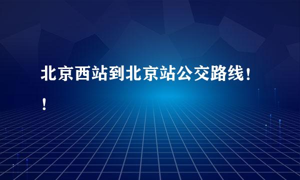 北京西站到北京站公交路线！！