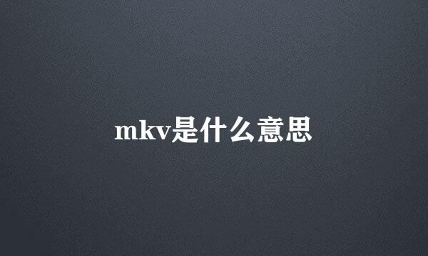 mkv是什么意思