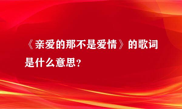 《亲爱的那不是爱情》的歌词是什么意思？