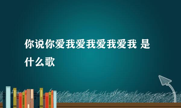 你说你爱我爱我爱我爱我 是什么歌