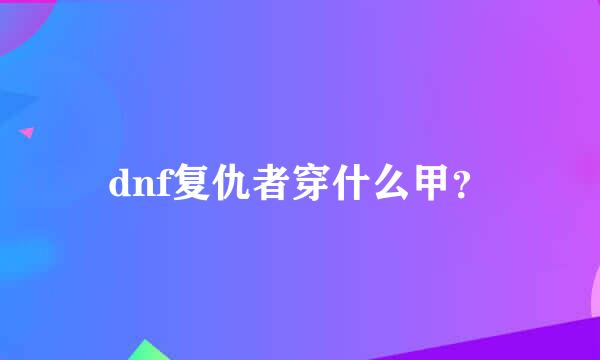 dnf复仇者穿什么甲？