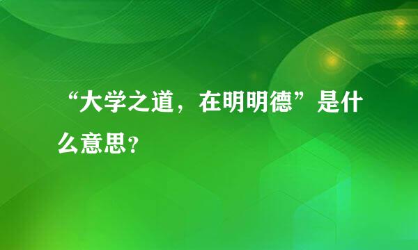 “大学之道，在明明德”是什么意思？