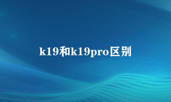 k19和k19pro区别