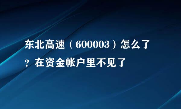 东北高速（600003）怎么了？在资金帐户里不见了