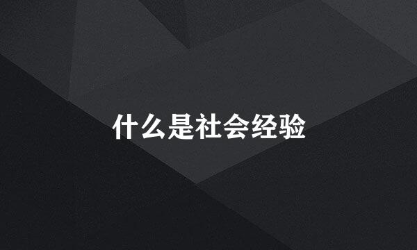 什么是社会经验