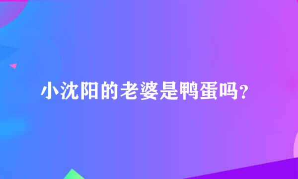 小沈阳的老婆是鸭蛋吗？