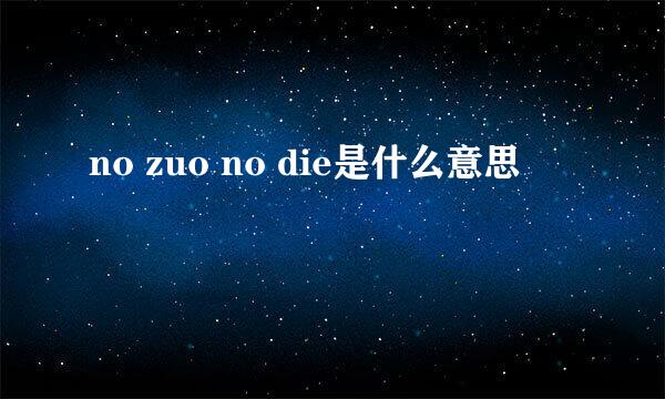 no zuo no die是什么意思