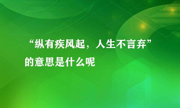 “纵有疾风起，人生不言弃”的意思是什么呢