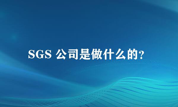 SGS 公司是做什么的？