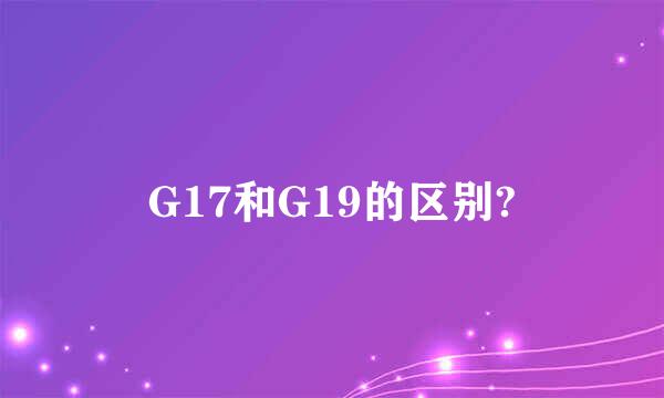 G17和G19的区别?