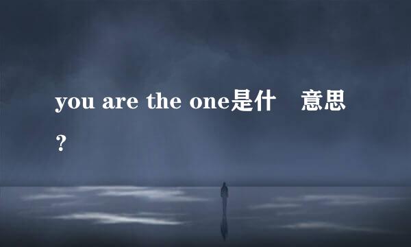 you are the one是什麼意思？