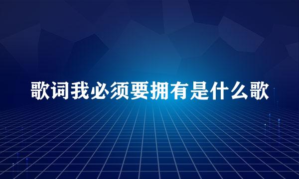 歌词我必须要拥有是什么歌