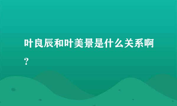 叶良辰和叶美景是什么关系啊？