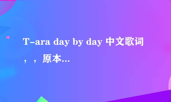 T-ara day by day 中文歌词，，原本的歌词。