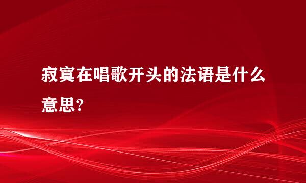 寂寞在唱歌开头的法语是什么意思?