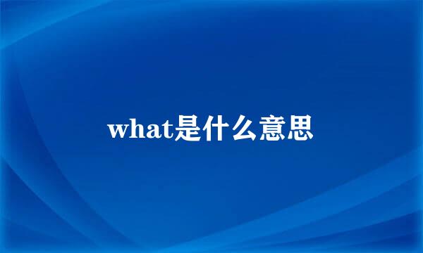 what是什么意思