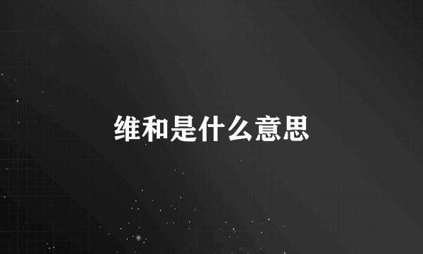 维和是什么意思