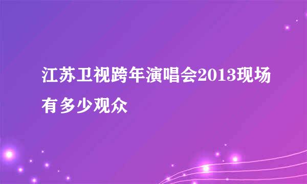 江苏卫视跨年演唱会2013现场有多少观众