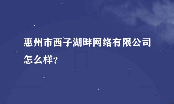 惠州市西子湖畔网络有限公司怎么样？