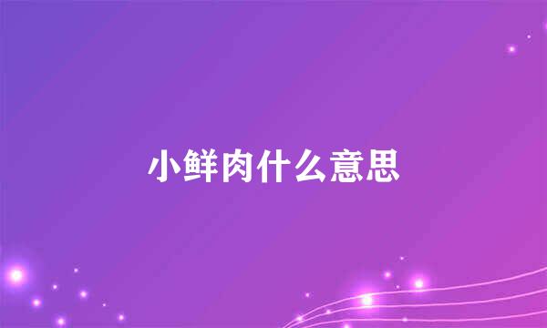 小鲜肉什么意思